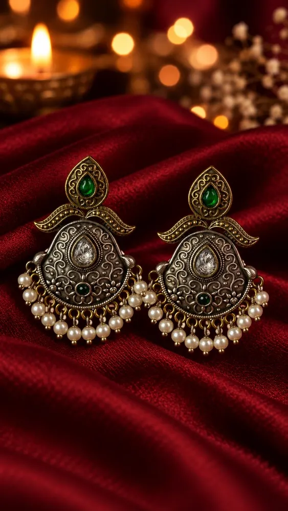Aabha Two tone pearl earrings