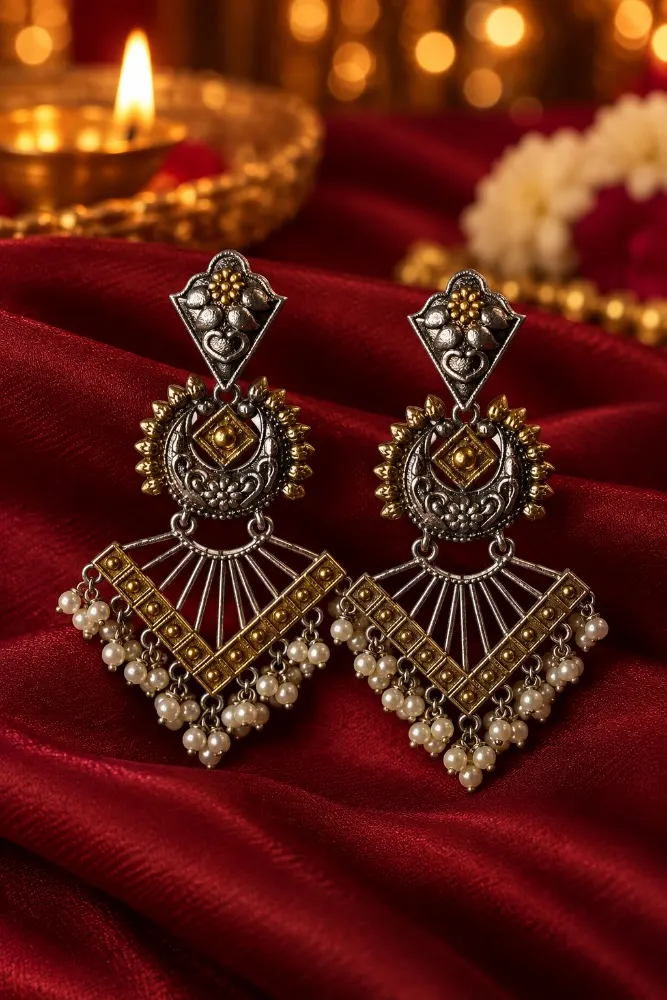 Suhana Oxidised Gold Long Earring