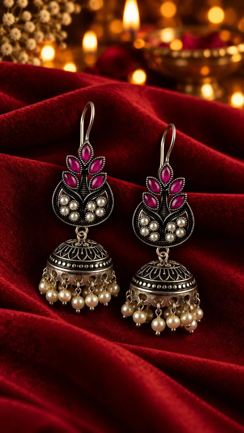 Kusuma Dark Pink Jhumkas