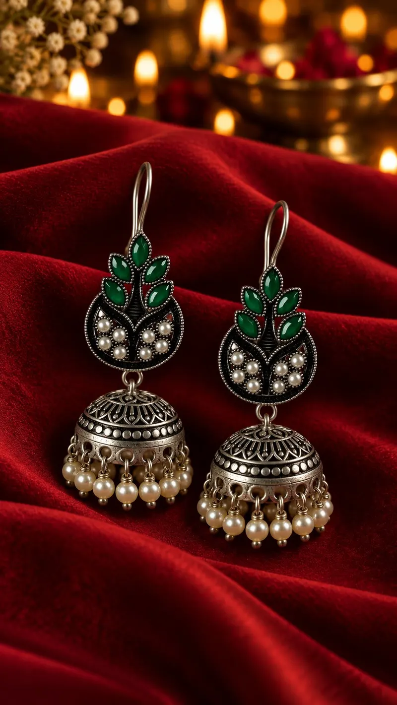 Kusuma Green Jhumkas