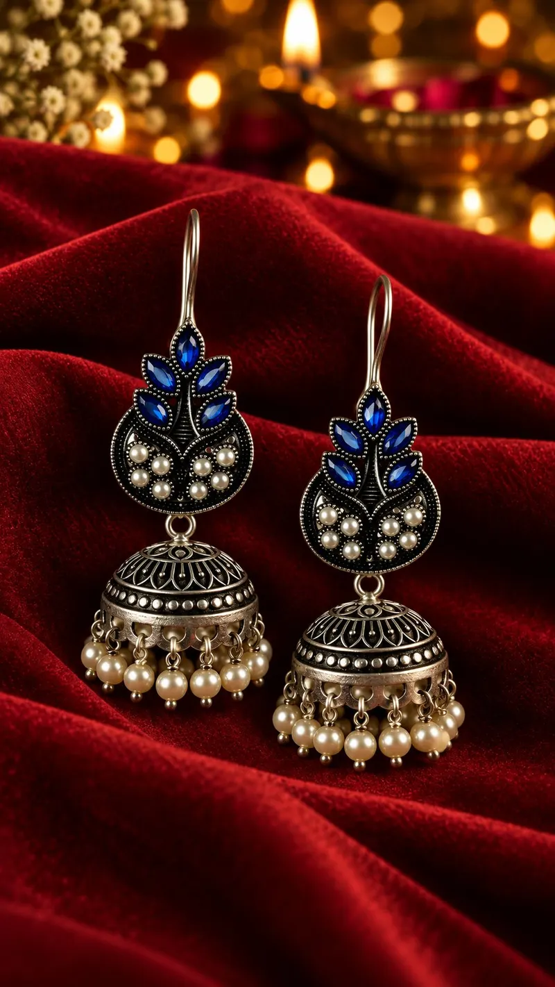 Kusuma Blue Jhumkas